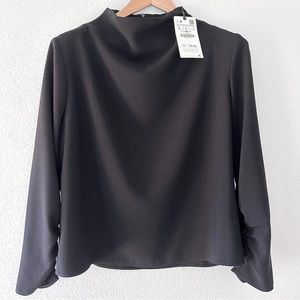 Zara - Draped Sleeve Top (Black)